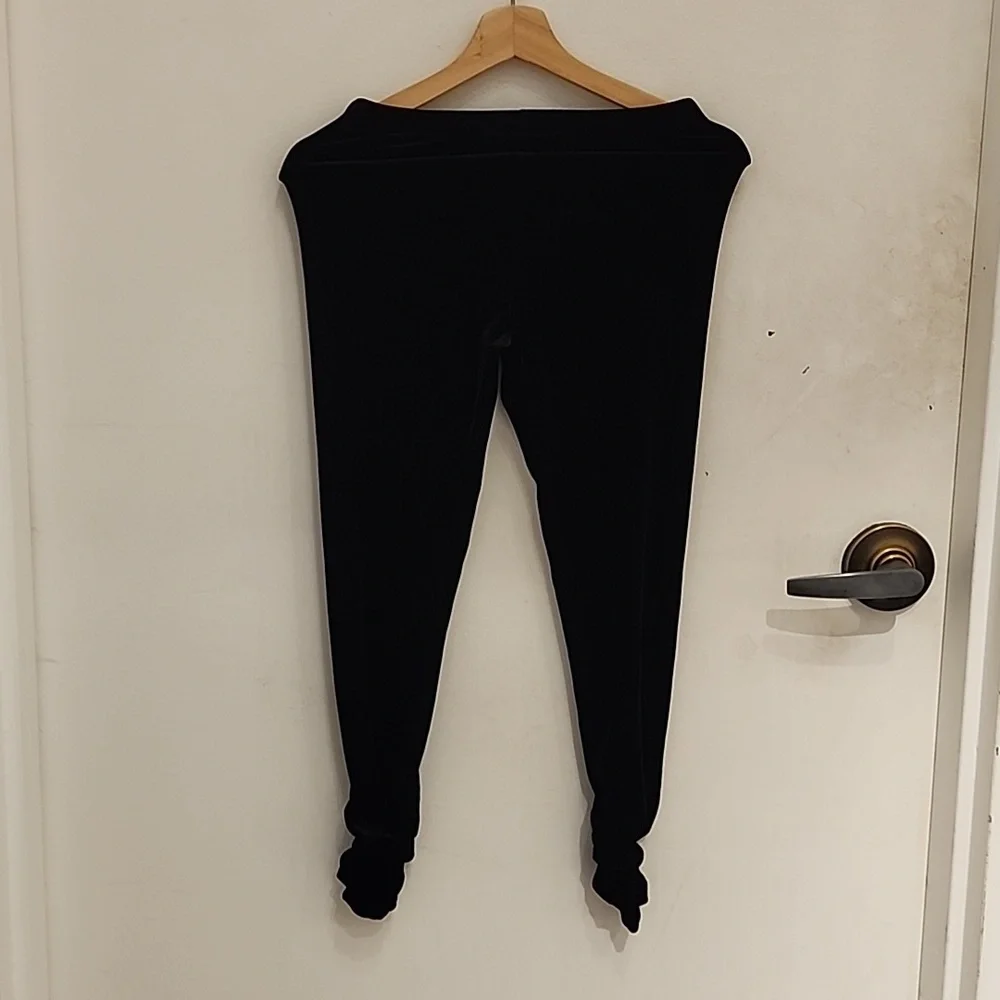 Ralph Lauren‎ Girl Black Legging Pants Velvet Velour Ruched Side size L (12-14)